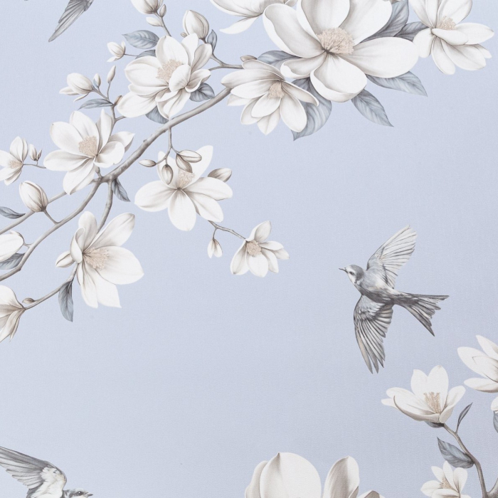 Пастельно-голубые обои для гостиной