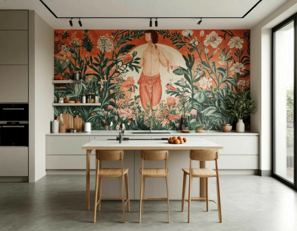 Фреска в интерьере кухни