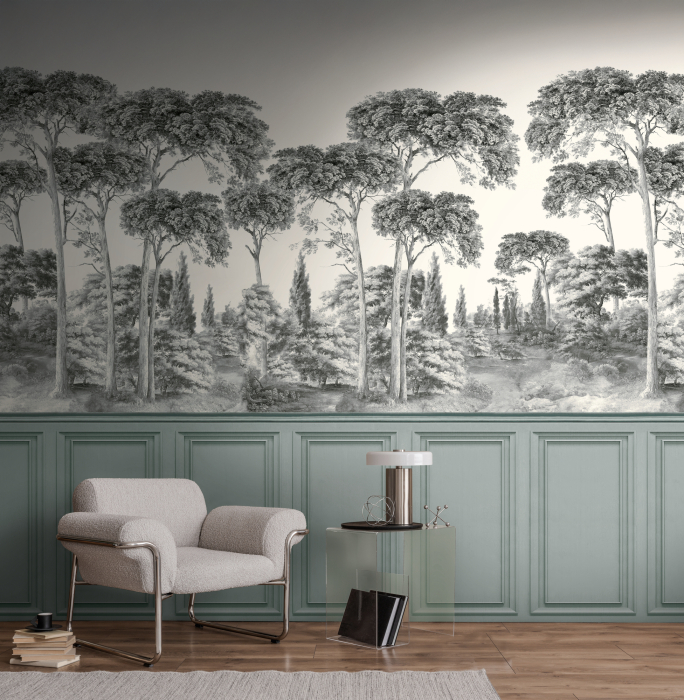 39954-1 Панно AS Creation 265*280, Монохромный лес и панели